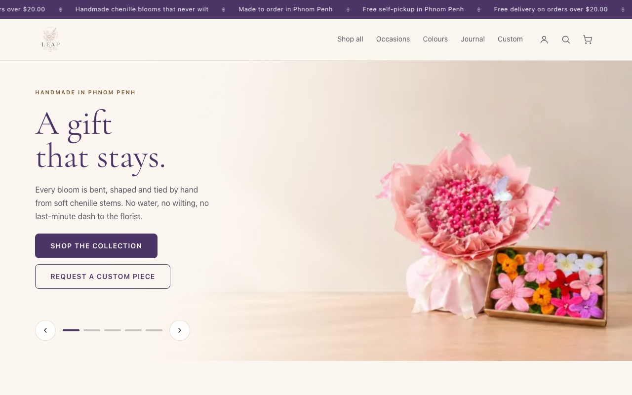 LEAP Everlasting Blooms: the product's home page