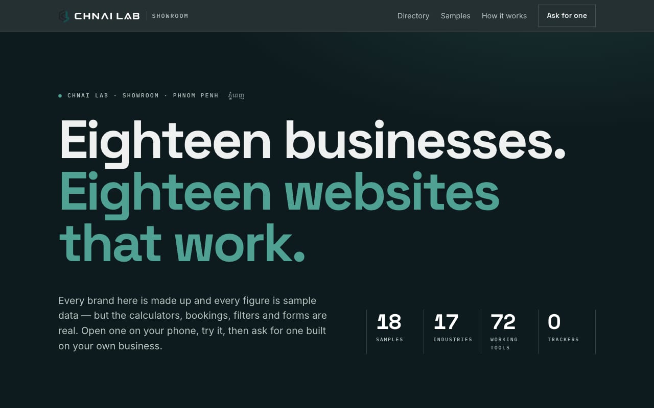 The Showroom home page